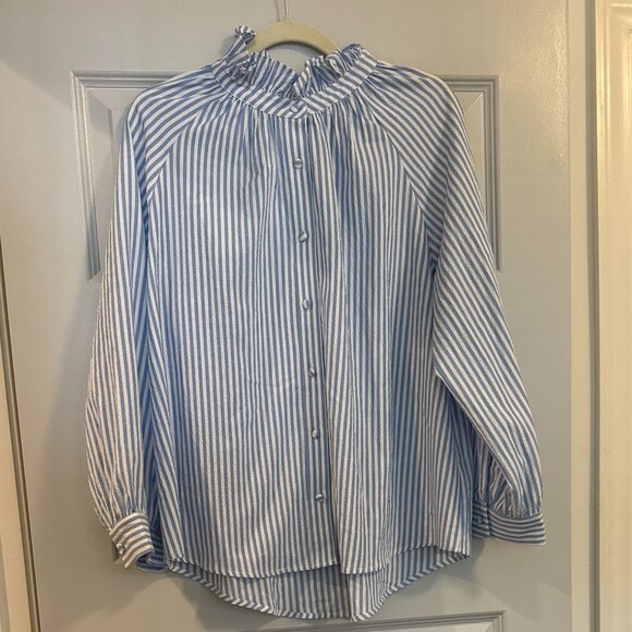 Pomander Place Ruffle Neck Blouse Button Down - Picture 1 of 1